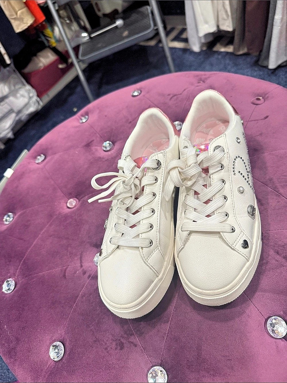Barbie White Embellished Sneakers aldo collab
